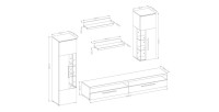 Composition de 5 meubles pour salon coloris effet ardoise collection BOMBAY