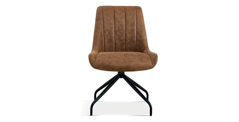 Chaise revêtement tissu pour salle à manger coloris brun clair. Collection FANNIN