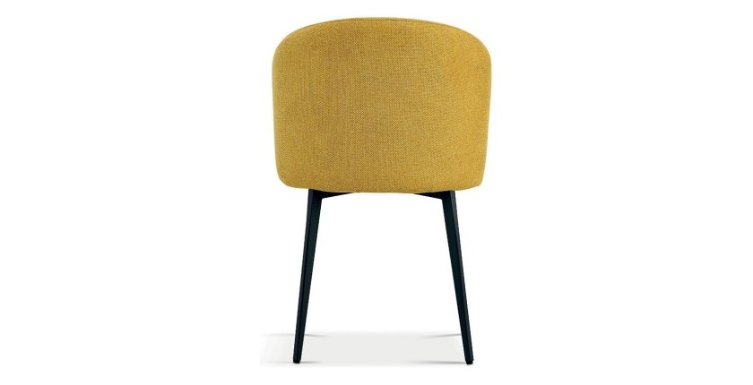 Chaise revêtement tissu pour salle à manger coloris jaune. Collection HARDIN