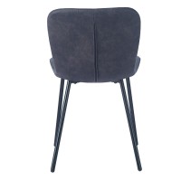 Chaise cuir PU pour salle à manger coloris gris foncé. Collection ALCAN