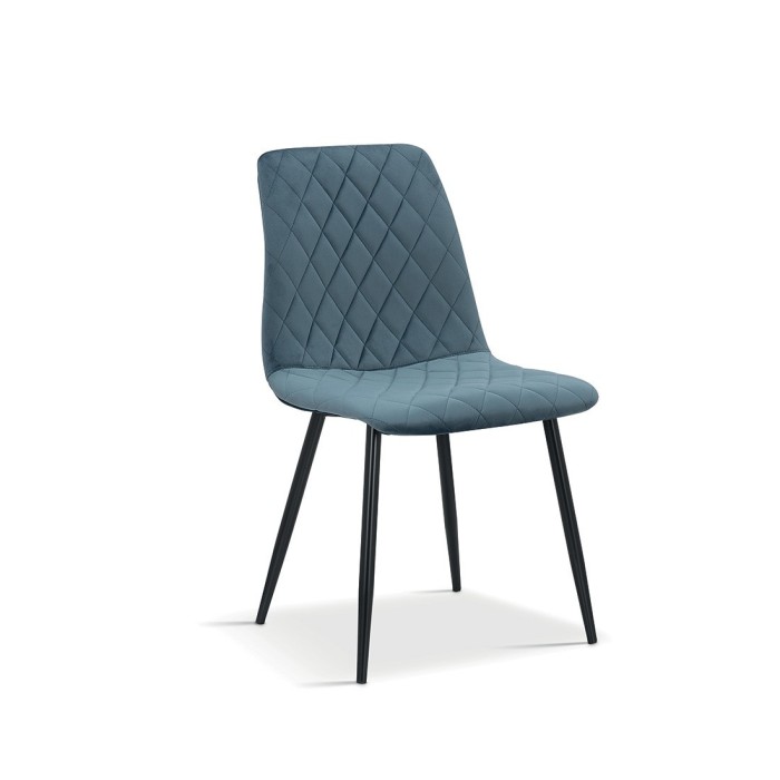 Chaise en velours bleu pour salle à manger. Collection GRAZ