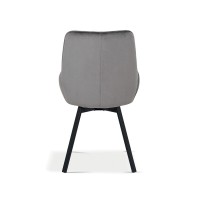 Chaise pivotante en velours gris pour salle à manger. Collection KIRU