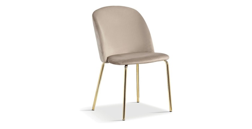 Chaise en velours beige pour salle à manger. Collection NOUMEA