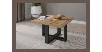Table basse design forme carrée collection COXI Coloris chêne et noir.