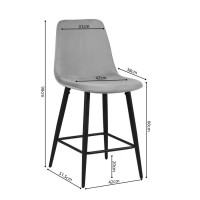 Chaise de comptoir en velours BOYLD, coloris gris