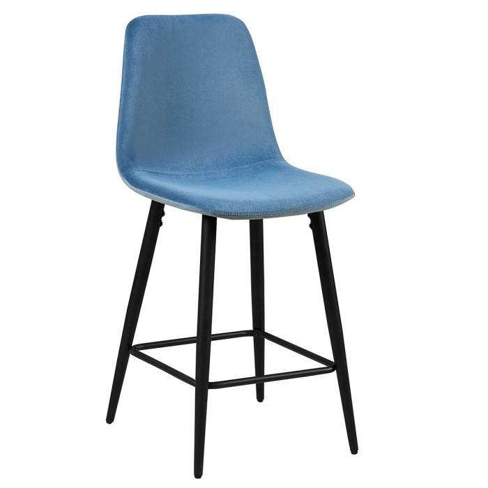 Chaise de comptoir en velours BOYLD, coloris bleu clair