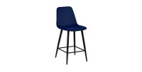 Chaise de comptoir en velours BOYLD, coloris bleu foncé