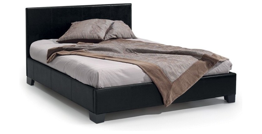 Lit double design coloris noir pour adulte collection ROMA, 140x200 cm, sommier inclus