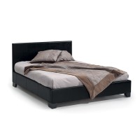 Lit double design coloris noir pour adulte collection ROMA, 140x200 cm, sommier inclus