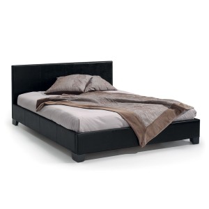 Lit double design coloris noir pour adulte collection ROMA, 160x200 cm, sommier inclus