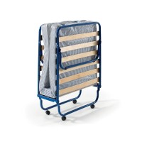 Lit pliant à roulettes en métal 80x190cm NAZARE, sommier et matelas inclus