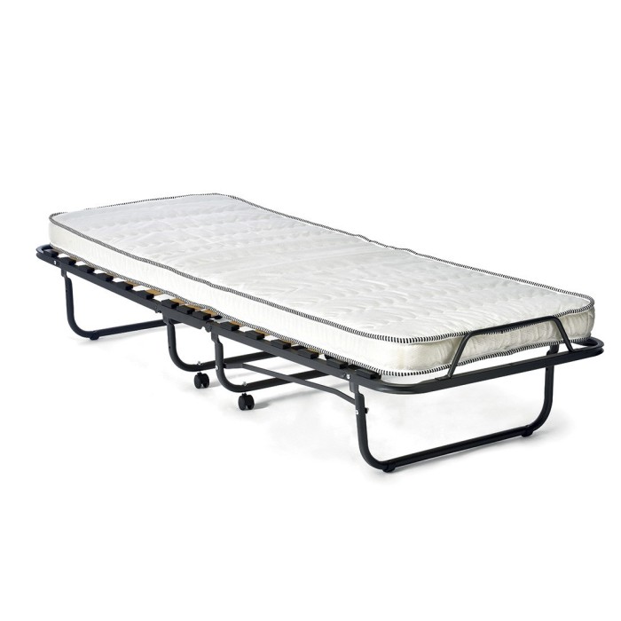 Lit pliant à roulettes en métal 90x200cm NAZARE, sommier et matelas inclus