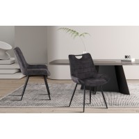 Chaise 'NINO' Velours Gris, dimension H84 x L56 x P62.5, idéal pour votre cuisine ou salle à manger