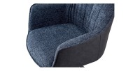 Chaise 'LUCIA' Bouclé Bleu Dos PU Bleu, dimension H82.5 x L62 x P63, idéal pour votre cuisine ou salle à manger