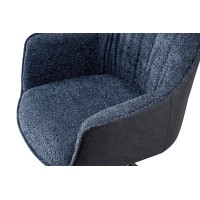 Chaise 'LUCIA' Bouclé Bleu Dos PU Bleu, dimension H82.5 x L62 x P63, idéal pour votre cuisine ou salle à manger