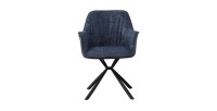 Chaise 'LUCIA' Bouclé Bleu Dos PU Bleu, dimension H82.5 x L62 x P63, idéal pour votre cuisine ou salle à manger