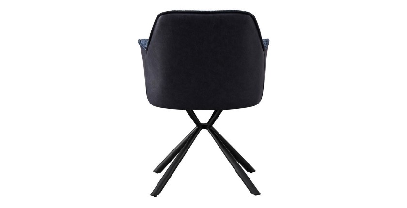 Chaise 'LUCIA' Bouclé Bleu Dos PU Bleu, dimension H82.5 x L62 x P63, idéal pour votre cuisine ou salle à manger