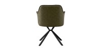 Chaise 'LUCIA' Bouclé Vert Dos PU Vert foncé, dimension H82.5 x L62 x P63, idéal pour votre cuisine ou salle à manger