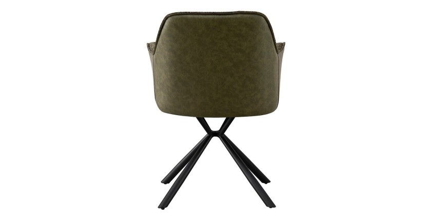 Chaise 'LUCIA' Bouclé Vert Dos PU Vert foncé, dimension H82.5 x L62 x P63, idéal pour votre cuisine ou salle à manger