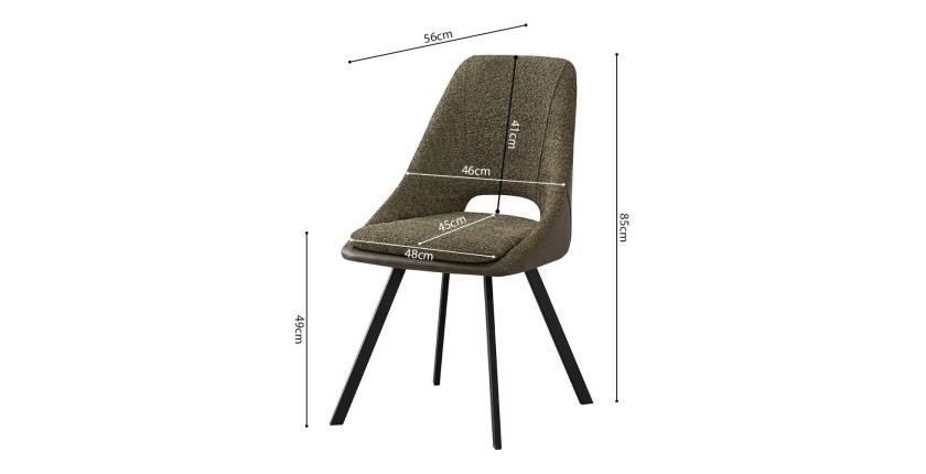 Chaise revêtement Bouclé pour salle à manger coloris Vert. Collection FILA