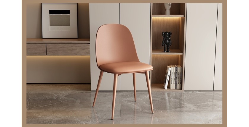 Chaise 'JASMON' coussin PU Terracotta, dimension H81 x L51 x P44, idéal pour votre cuisine ou salle à manger