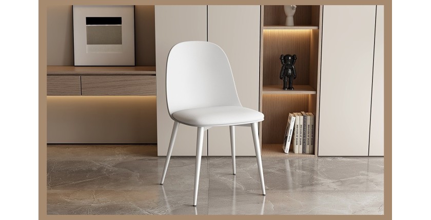 Chaise 'JASMON' Coussin PU Blanc, dimension H81 x L51 x P44, idéal pour votre cuisine ou salle à manger