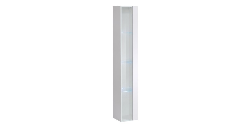 vitrine suspendue blanche avec 1 porte vitrée et éclairage LED inclus. Collection SWITCH.