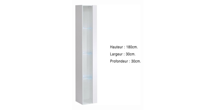 vitrine suspendue blanche avec 1 porte vitrée et éclairage LED inclus. Collection SWITCH.