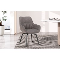 Chaise BOBO PU Micro fibre Gris, dimensions: H84 x L66.5 x P61 cm, idéal pour votre cuisine ou salle à manger