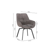 Chaise BOBO PU Micro fibre Gris, dimensions: H84 x L66.5 x P61 cm, idéal pour votre cuisine ou salle à manger