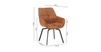 Chaise BOBO PU Micro fibre Cognac, dimensions: H84 x L66.5 x P61 cm, idéal pour votre cuisine ou salle à manger