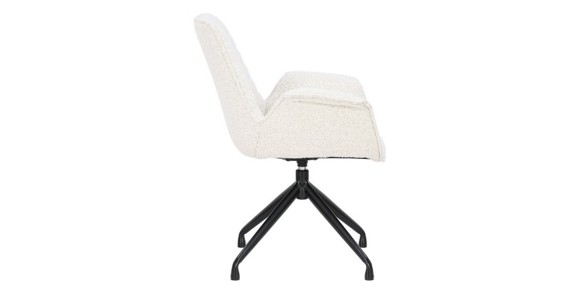 Chaise OMAR Bouclé Blanc, dimension H84 x L66 x D58, idéal pour votre cuisine ou salle à manger