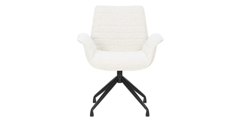 Chaise OMAR Bouclé Blanc, dimension H84 x L66 x D58, idéal pour votre cuisine ou salle à manger