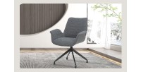 Chaise OMAR Bouclé Gris foncé, dimension H84 x L66 x D58, idéal pour votre cuisine ou salle à manger