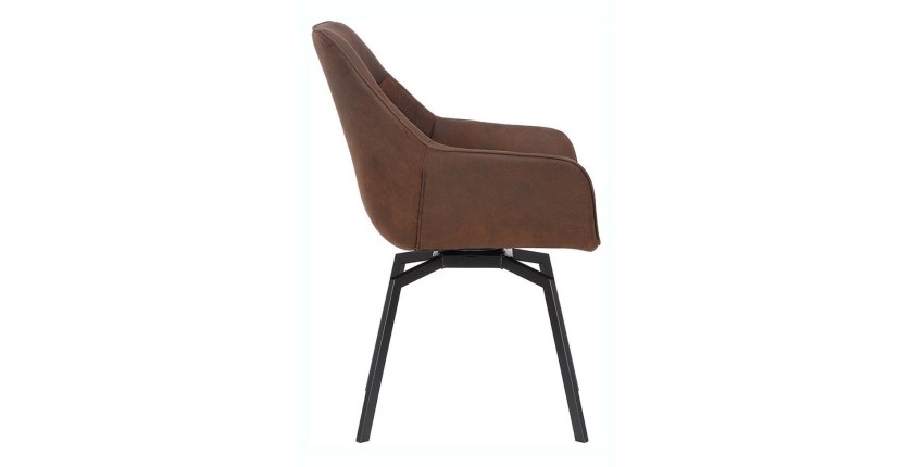 Chaise DORA PU Micro fibre Brun, dimensions: H84 x L59.5 x P62 cm, idéal pour votre cuisine ou salle à manger