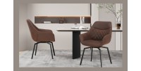Chaise DORA PU Micro fibre Brun, dimensions: H84 x L59.5 x P62 cm, idéal pour votre cuisine ou salle à manger