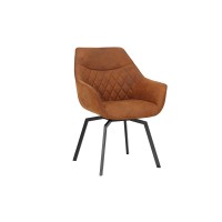 Chaise DORA PU Micro fibre Cognac, dimensions: H84 x L59.5 x P62 cm, idéal pour votre cuisine ou salle à manger