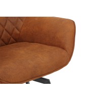 Chaise DORA PU Micro fibre Cognac, dimensions: H84 x L59.5 x P62 cm, idéal pour votre cuisine ou salle à manger