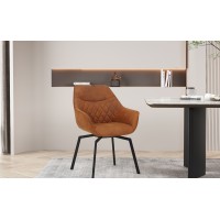 Chaise DORA PU Micro fibre Cognac, dimensions: H84 x L59.5 x P62 cm, idéal pour votre cuisine ou salle à manger