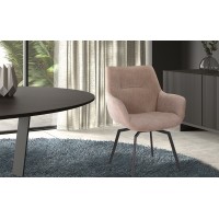 Chaise MADO Pivotant Velours côtelé Beige, dimension H84 x L63 x P63, idéal pour votre cuisine ou salle à manger