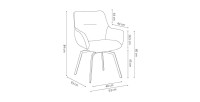 Chaise MADO Pivotant Velours Taupe, dimension H84 x L63 x P63, idéal pour votre cuisine ou salle à manger