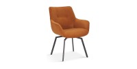 Chaise MADO Pivotant Velours côtelé Orange, dimension H84 x L63 x P63, idéal pour votre cuisine ou salle à manger