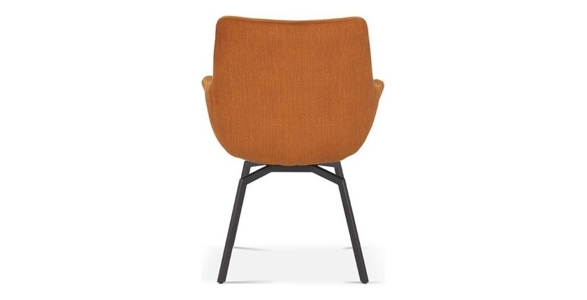 Chaise MADO Pivotant Velours côtelé Orange, dimension H84 x L63 x P63, idéal pour votre cuisine ou salle à manger