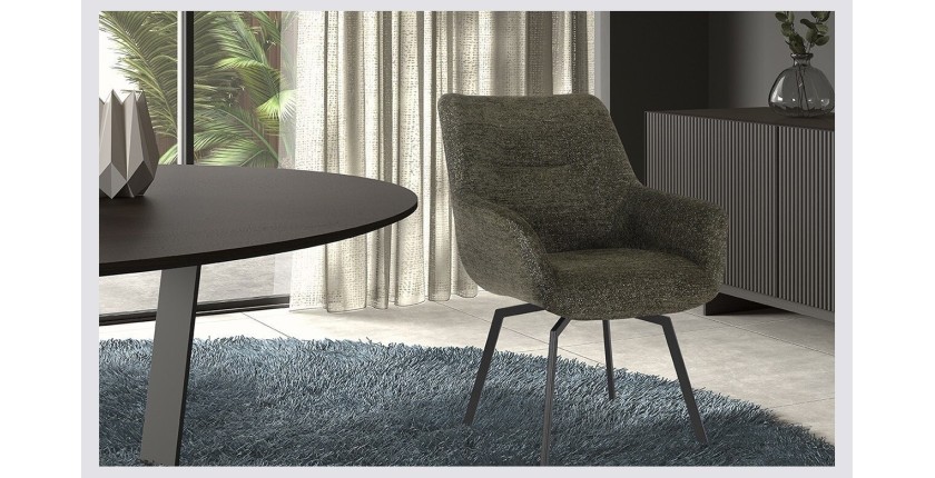 Chaise MADO Pivotant tissu Vert, dimension H84 x L63 x P63, idéal pour votre cuisine ou salle à manger