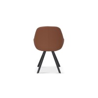 Chaise JEANNE Tissu Beige - Dos PU Cognac, dimension H85 x L55 x P62, idéal pour votre cuisine ou salle à manger