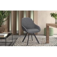 Chaise JEANNE Tissu Gris Dos PU Gris foncé, dimension H85 x L55 x P62, idéal pour votre cuisine ou salle à manger