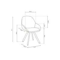 Chaise JEANNE Tissu Rose Dos PU Gris foncé, dimension H85 x L55 x P62, idéal pour votre cuisine ou salle à manger