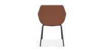 Chaise SAM Tissu Beige Dos PU Cognac, dimension H85 x L57.5 x P65, idéal pour votre cuisine ou salle à manger
