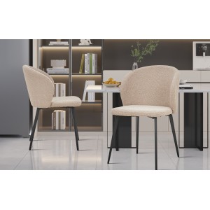 Chaise TOLO Tissu Bouclé Sable, dimension H80 x L51 x P55, idéal pour votre cuisine ou salle à manger