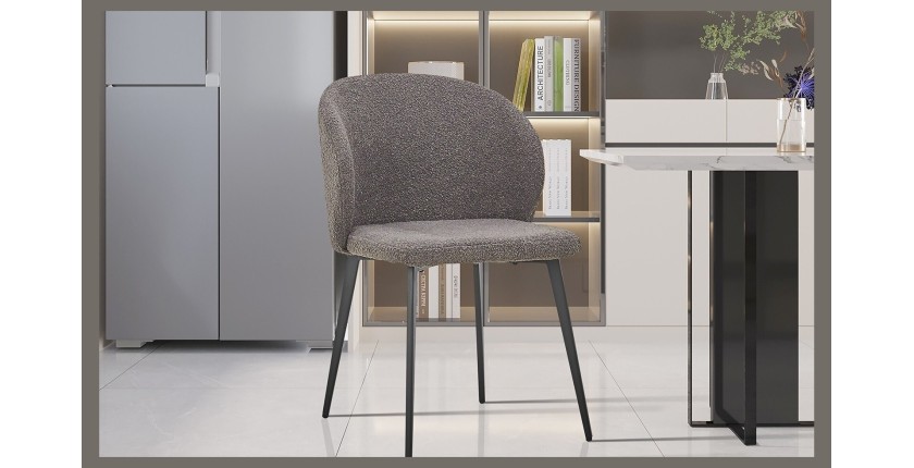 Chaise TOLO Tissu Bouclé Gris, dimension H80 x L51 x P55, idéal pour votre cuisine ou salle à manger